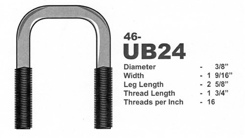 U Bolt 1 9/16in X 2 3/4in, Galv