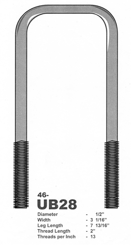 U Bolt 3 1/8 X 7 3/4in, Galv
