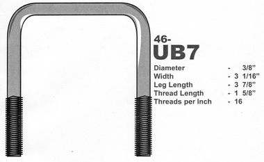 U Bolt 2 7/8in X 3 7/8in Galvani
