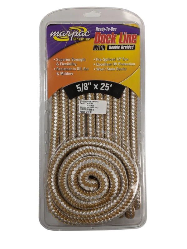 Dock Line 5/8 x 25 Dbl Brd Gold