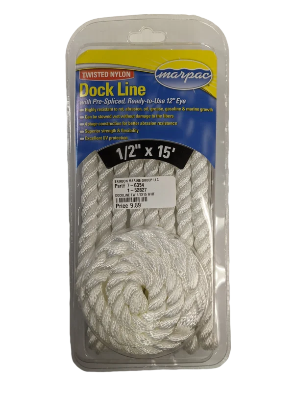 Dock Line 1/2 x 15 Tw Nyl Wht